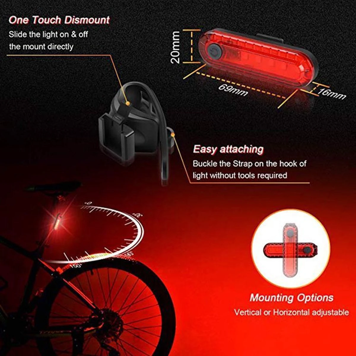 FIEZIO Fietsverlichting - USB Oplaadbaar LED Fietslampen – Waterdicht 5 FIEZIO Fietsverlichting - USB Oplaadbaar LED Fietslampen – Waterdicht - Afbeelding 3