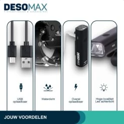 DesoMax® Fietsverlichting Set USB Oplaadbaar Heldere Fietslamp - Voorlicht - Achterlicht - Koplamp - Achterlamp -Fietsuitrusting Winkel 1200x1200 644