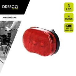 Dresco Achterlicht Fiets 3 Led's | Fietsverlichting Led | Achterlicht Met Batterij En Knipperlicht -Fietsuitrusting Winkel 1200x1200 695