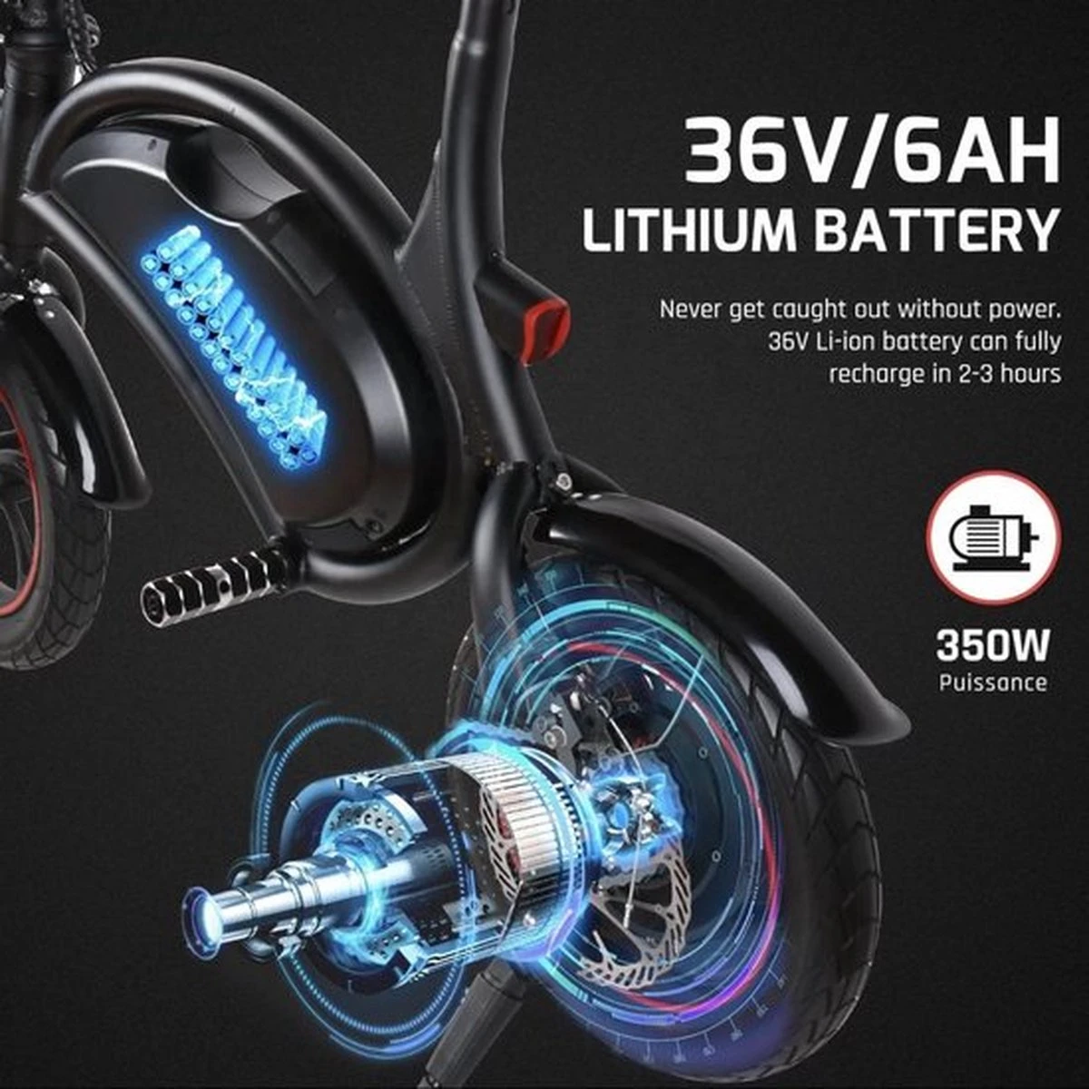 Windgoo B3 Mini-scooter - Opvouwbare Fiets - Zwart 10 Windgoo B3 Mini-scooter - Opvouwbare Fiets - Zwart - Afbeelding 8