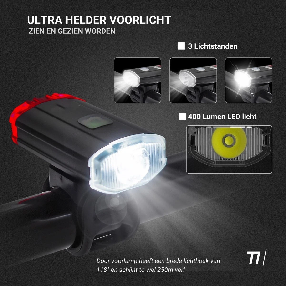 TIKKENS® LED Fietsverlichting Helmlamp - Helm - Voorlicht & Achterlicht - USB Oplaadbaar - Zwart - Voor En Achter - Waterdicht - Fietslampjes 11 TIKKENS® LED Fietsverlichting Helmlamp - Helm - Voorlicht & Achterlicht - USB Oplaadbaar - Zwart - Voor En Achter - Waterdicht - Fietslampjes - Afbeelding 9