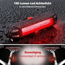 SWILIX ® - Fietsverlichting Set - Oplaadbare USB Led Fietslamp - Voor En Achter - Waterdicht - 4 Lichtstanden - Zwart -Fietsuitrusting Winkel 1200x1200 727