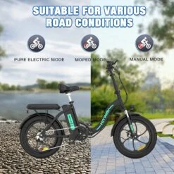 HITWAY E-Bike Elektrische Fiets 20 Inch Fat Tire E-Bicycle Vouwfiets, 250 W, 11,2 Ah Accu, Max. Bereik Tot 35-90 Km, Offroad-mountainbike Met Shimano 7-versnellingen, City EBike Met Slot,Groen Zwart -Fietsuitrusting Winkel 1200x1200 78
