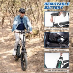 HITWAY E-Bike Elektrische Fiets 20 Inch Fat Tire E-Bicycle Vouwfiets, 250 W, 11,2 Ah Accu, Max. Bereik Tot 35-90 Km, Offroad-mountainbike Met Shimano 7-versnellingen, City EBike Met Slot,Groen Zwart -Fietsuitrusting Winkel 1200x1200 79