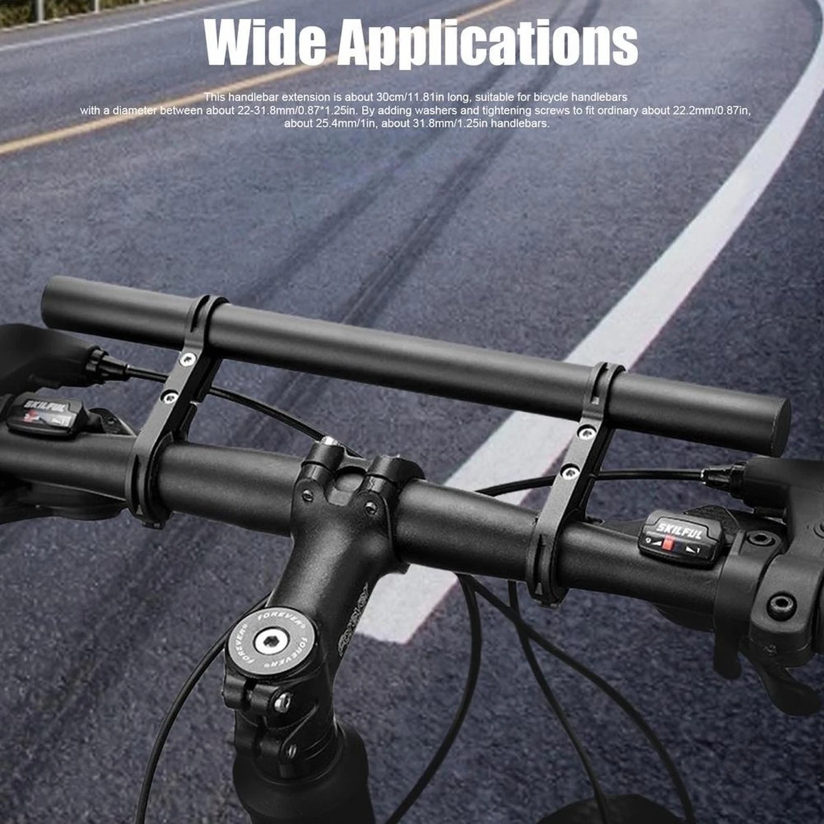 DrPhone EF1 – Verlengstuk Voor Fietsstuur – 30 CM Lang – Uitbreiding Frame – Gemakkelijk Te Installeren - Zwart 4 DrPhone EF1 – Verlengstuk Voor Fietsstuur – 30 CM Lang – Uitbreiding Frame – Gemakkelijk Te Installeren - Zwart - Afbeelding 2