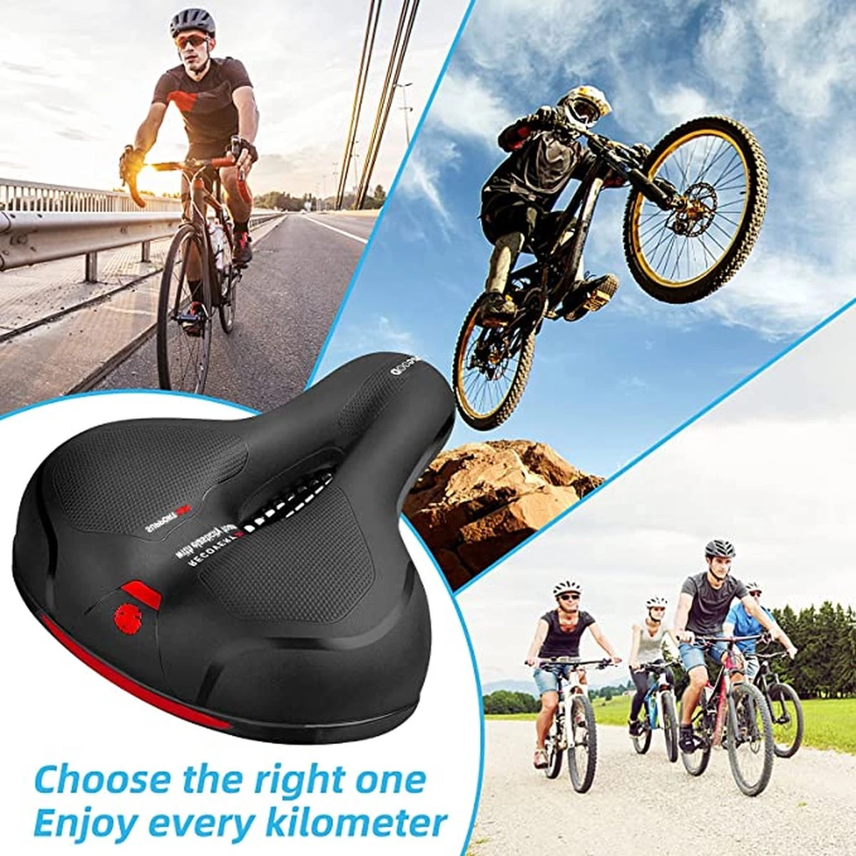 IBright Gel Fietszadel Met LED Oplaadbare Achterlicht - USB Oplaadbaar - Fietsverlichting Met 6 Functie's - Dames / Heren - Waterdicht - Gratis Zadelstrop - USB Oplaadkabel - Zwart 9 IBright Gel Fietszadel Met LED Oplaadbare Achterlicht - USB Oplaadbaar - Fietsverlichting Met 6 Functie's - Dames / Heren - Waterdicht - Gratis Zadelstrop - USB Oplaadkabel - Zwart - Afbeelding 7