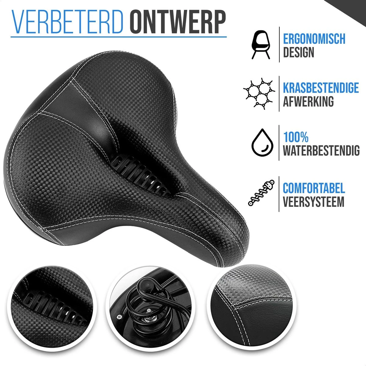 Strex Fietszadel - Unisex - Extra Comfortabel - Ventilerend - Incl. Zadelhoes 4 Strex Fietszadel - Unisex - Extra Comfortabel - Ventilerend - Incl. Zadelhoes - Afbeelding 2