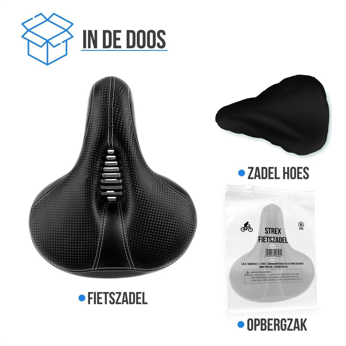 Strex Fietszadel - Unisex - Extra Comfortabel - Ventilerend - Incl. Zadelhoes 14 Strex Fietszadel - Unisex - Extra Comfortabel - Ventilerend - Incl. Zadelhoes - Afbeelding 12