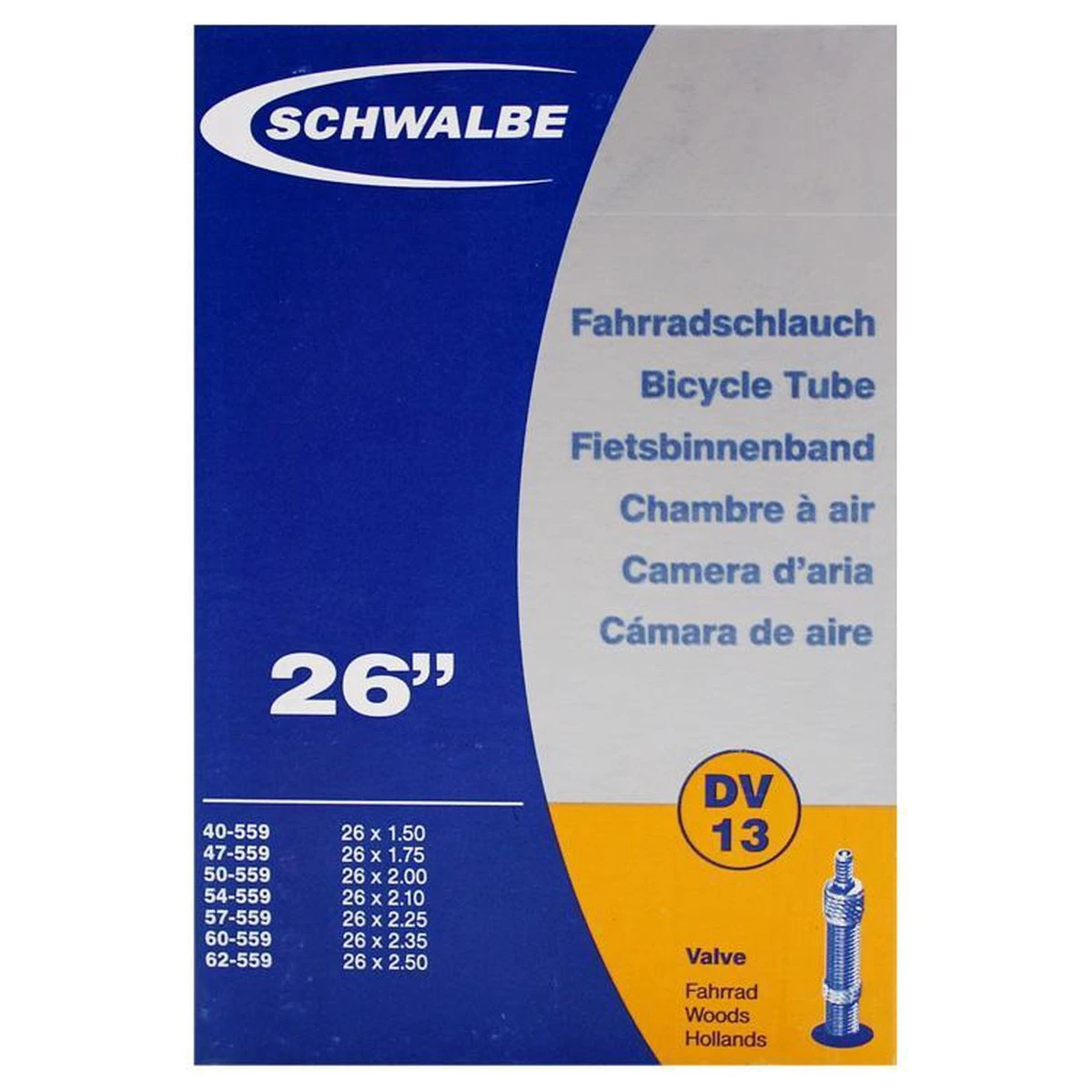Schwalbe Binnenband - DV13 - 26 Inch X 1.50 - 2.40 - Hollands Ventiel - 40mm 11 Schwalbe Binnenband - DV13 - 26 Inch X 1.50 - 2.40 - Hollands Ventiel - 40mm - Afbeelding 9
