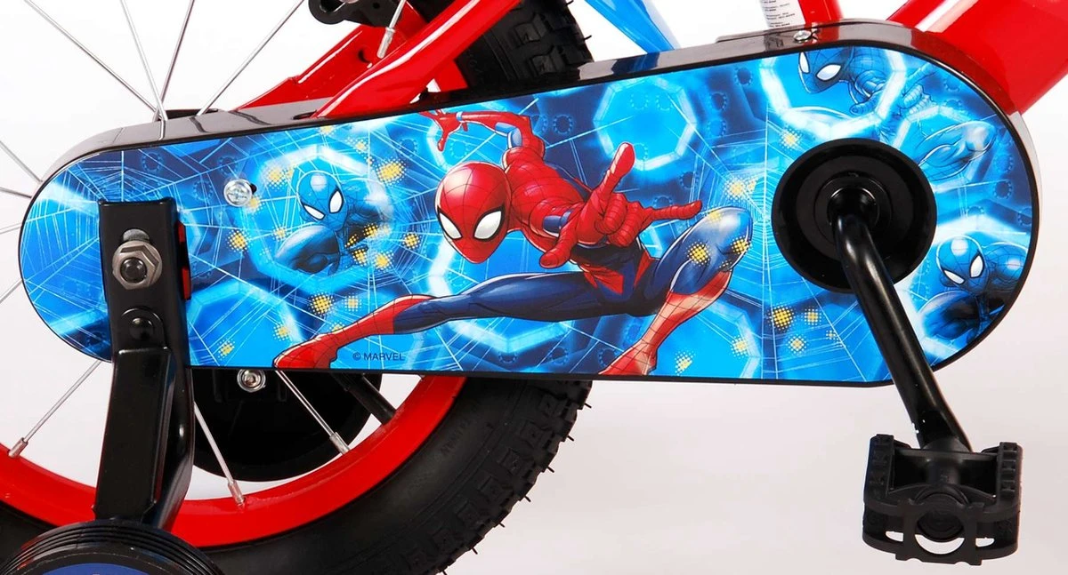 Spider-Man Kinderfiets - Jongens - 14 Inch - Rood/Blauw - Twee Handremmen 7 Spider-Man Kinderfiets - Jongens - 14 Inch - Rood/Blauw - Twee Handremmen - Afbeelding 5