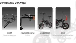 DYU D3F Opvouwbare Elektrische Fiets, Slimme Mountainbike Voor Volwassenen, 240W Aluminiumlegering Fiets Verwijderbare 36V/10Ah Lithium-ion Batterij Met 3 Rijmodi -Fietsuitrusting Winkel 1200x681