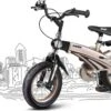 Merkloos Kinderfiets Metallic Taupe Goud Met Zijwieltjes 16 Inch | Handremmen | Jongens | Meisje | Cadeau | Sinterklaas | Kerst | Verjaardag | Peuter | Kleuter | Driewieler | Gepersonaliseerd -Fietsuitrusting Winkel 1200x738 4