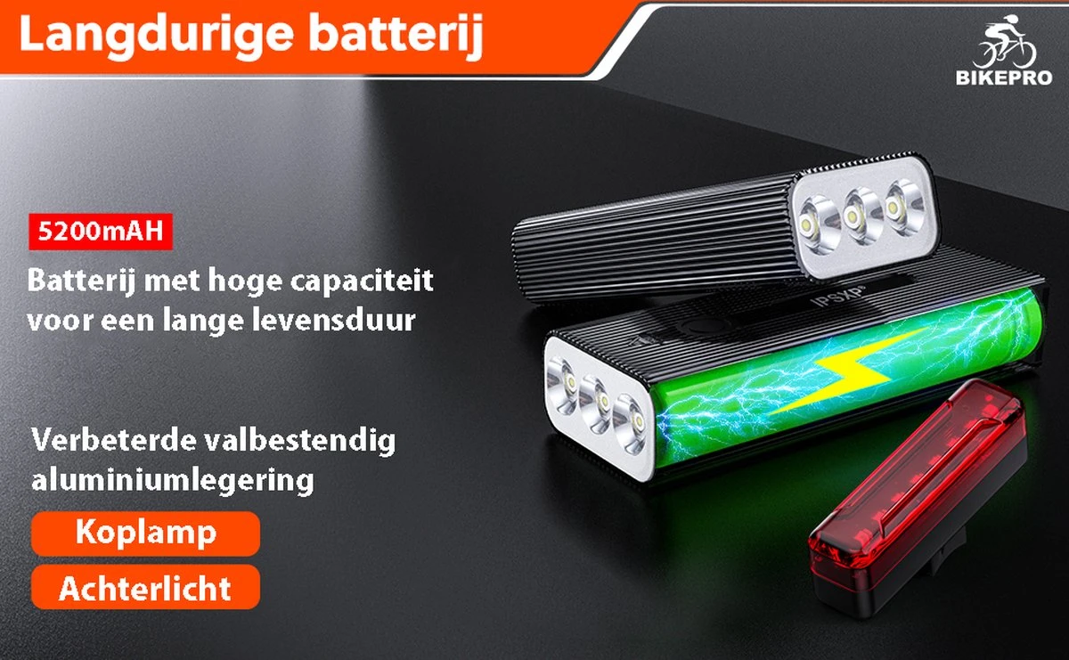 BikePro LED Fietsverlichting Set - Voorlicht En Achterlicht - USB Oplaadbaar - Fietslamp - Koplamp Fiets - Fietslampjes - Fietslichten 10 BikePro LED Fietsverlichting Set - Voorlicht En Achterlicht - USB Oplaadbaar - Fietslamp - Koplamp Fiets - Fietslampjes - Fietslichten - Afbeelding 8