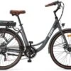 Elektrische Stadsfiets 26 '' (F264) - Stalen Frame - 6 Versnellingen Shimano - Schijfremmen - 10 Ah - Grijs -Fietsuitrusting Winkel 1200x776 1