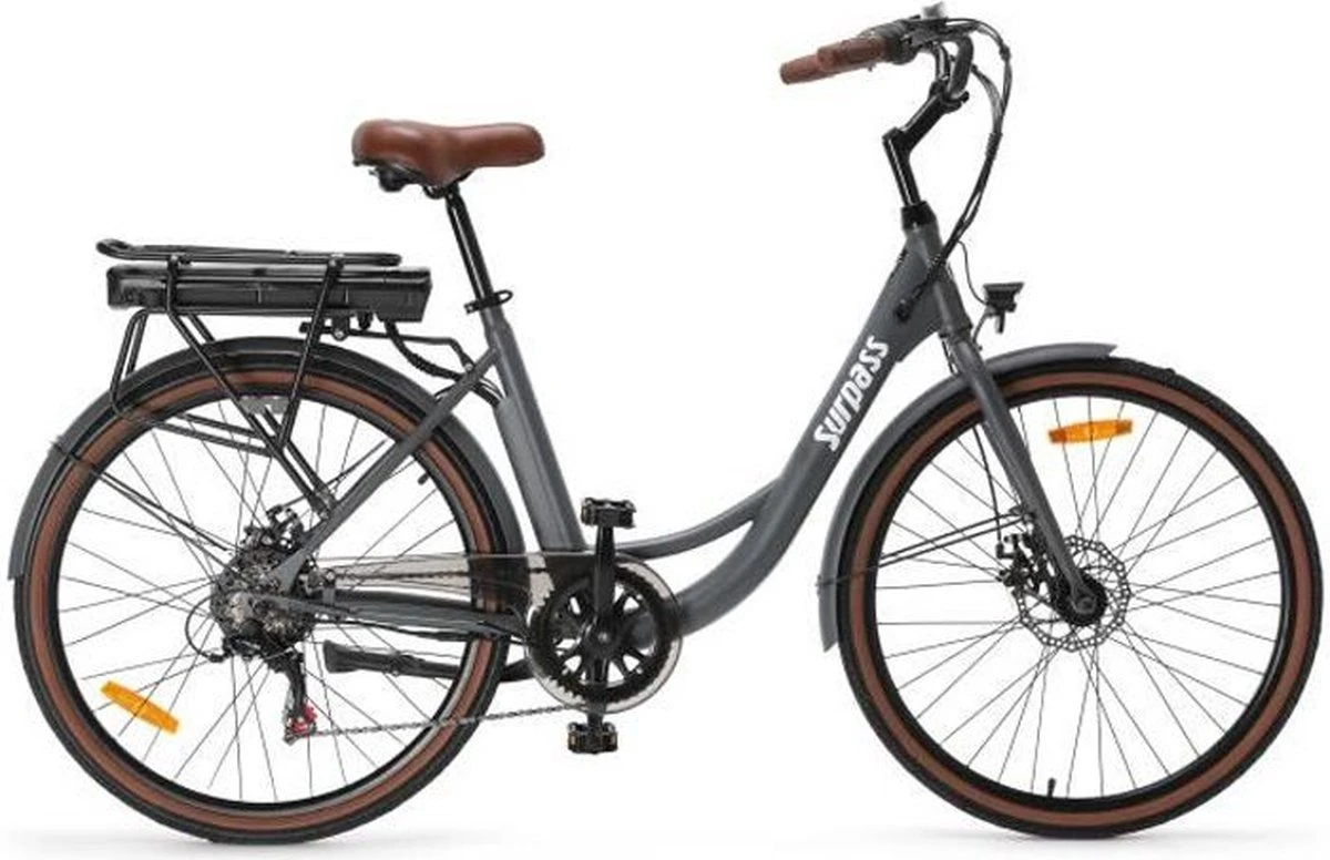 Elektrische Stadsfiets 26 '' (F264) - Stalen Frame - 6 Versnellingen Shimano - Schijfremmen - 10 Ah - Grijs 3 Elektrische Stadsfiets 26 '' (F264) - Stalen Frame - 6 Versnellingen Shimano - Schijfremmen - 10 Ah - Grijs