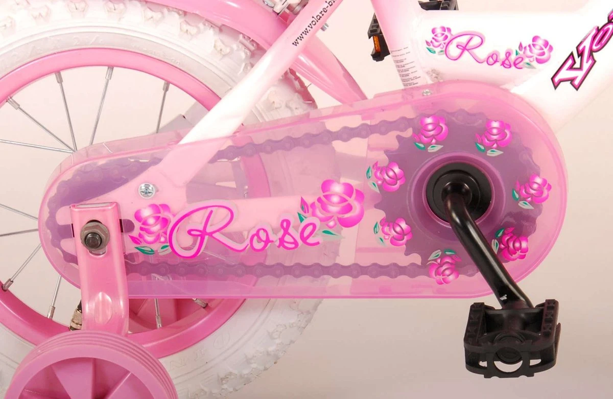 Volare Rose Kinderfiets - 12 Inch - Meisjes - Roze/wit - 95% Afgemonteerd 5 Volare Rose Kinderfiets - 12 Inch - Meisjes - Roze/wit - 95% Afgemonteerd - Afbeelding 3