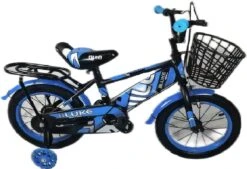 Kinderfiets - 14 Inch Kinderfiets -vanaf 3-5 Jaar Jongens En Meisjes Fietsen - Terugtrap -Rem -Stabilisatoren（2 Zijwieltjes）- Mandje - Achterbank - Blauw -Fietsuitrusting Winkel 1200x820 1