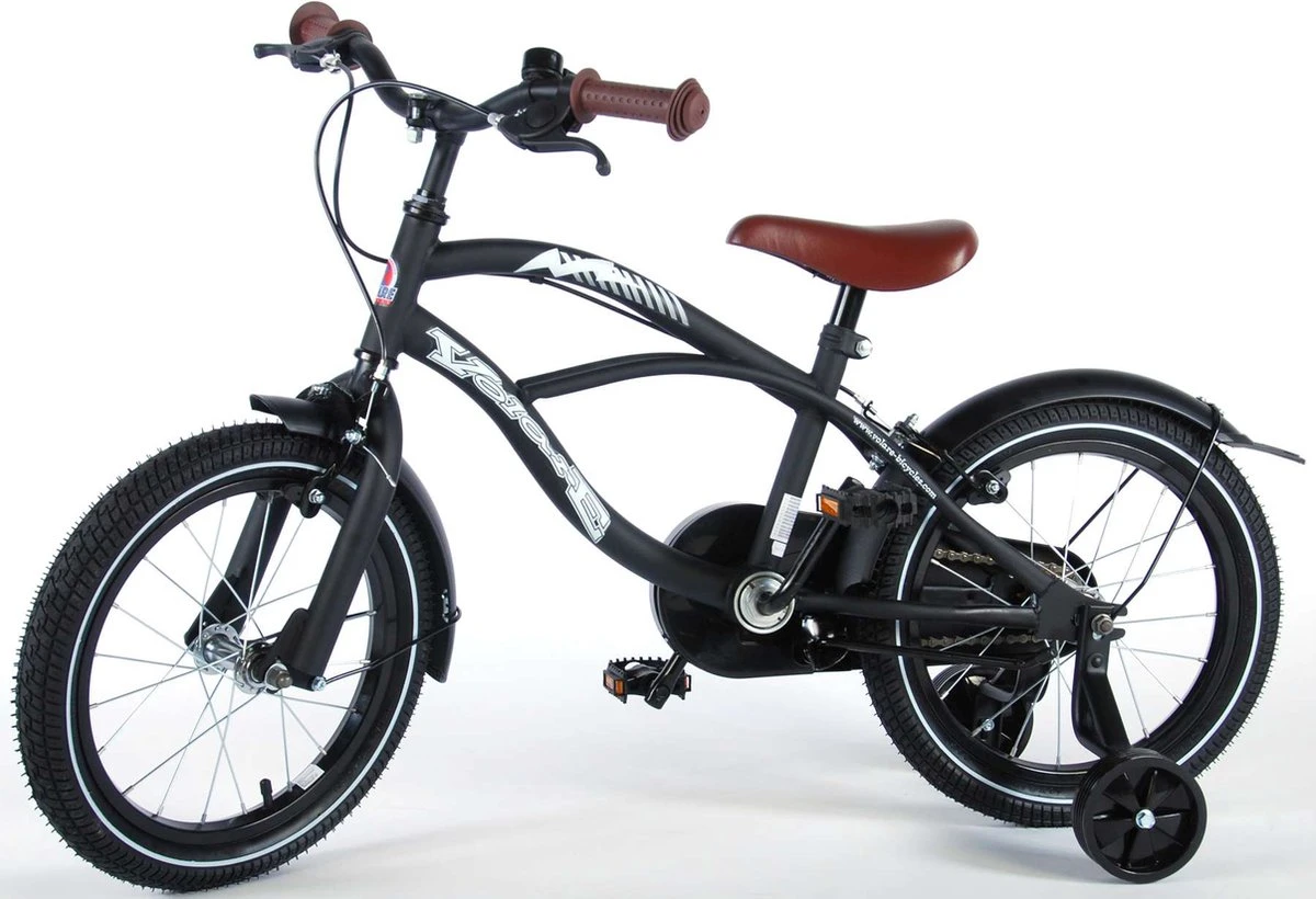 Volare Black Cruiser Kinderfiets - Jongens - 16 Inch - Zwart - 2 Handremmen 15 Volare Black Cruiser Kinderfiets - Jongens - 16 Inch - Zwart - 2 Handremmen - Afbeelding 13
