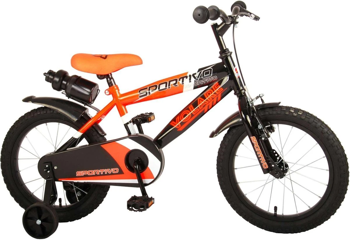 Volare Sportivo Kinderfiets - Jongens - 16 Inch - Neon Oranje Zwart - 95% Afgemonteerd 4 Volare Sportivo Kinderfiets - Jongens - 16 Inch - Neon Oranje Zwart - 95% Afgemonteerd - Afbeelding 2