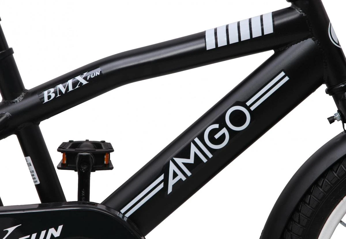 Amigo BMX Fun Jongensfiets - Kinderfiets 16 Inch - Matzwart 13 Amigo BMX Fun Jongensfiets - Kinderfiets 16 Inch - Matzwart - Afbeelding 11