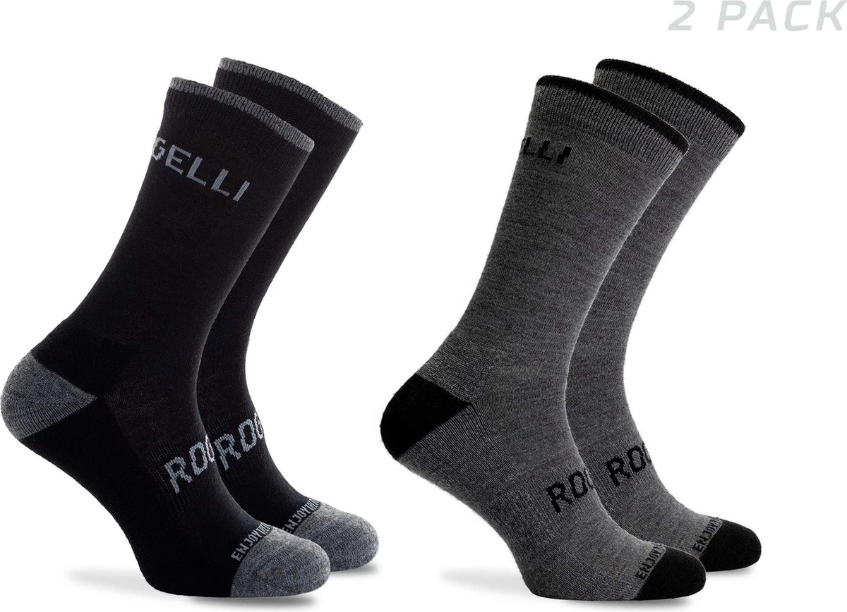 Rogelli Wintersok Merino Wool 2-pack - Grijs & Zwart - Maat 40-43 4 Rogelli Wintersok Merino Wool 2-pack - Grijs & Zwart - Maat 40-43 - Afbeelding 2