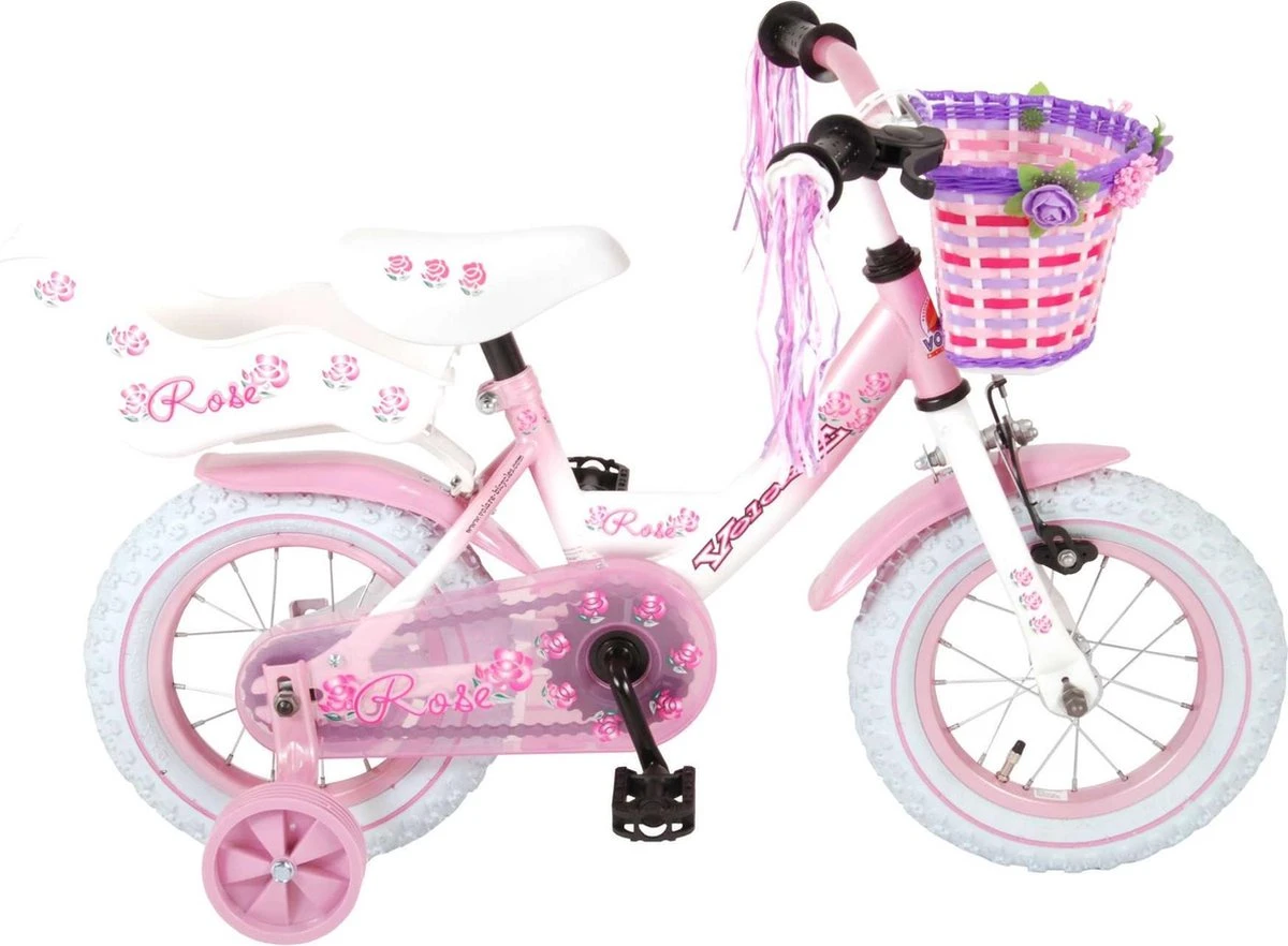Volare Rose Kinderfiets - 12 Inch - Meisjes - Roze/wit - 95% Afgemonteerd 3 Volare Rose Kinderfiets - 12 Inch - Meisjes - Roze/wit - 95% Afgemonteerd