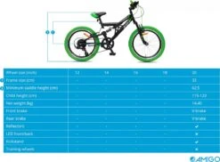 Amigo Fun Ride - Mountainbike 20 Inch - Voor Jongens En Meisjes - Met 7 Versnellingen - Zwart/Groen -Fietsuitrusting Winkel 1200x885 2