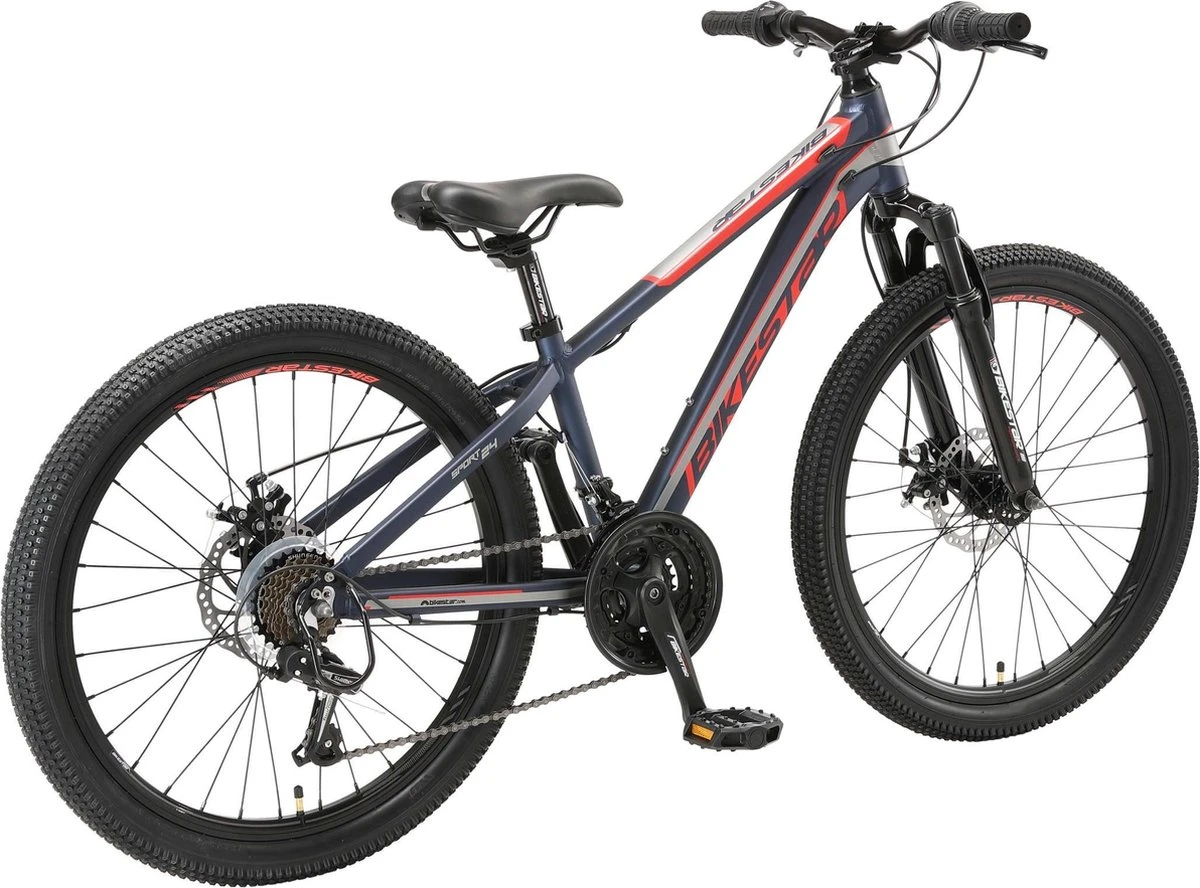 Bikestar 24 Inch 21 Speed Hardtail MTB Sport, Blauw / Rood 5 Bikestar 24 Inch 21 Speed Hardtail MTB Sport, Blauw / Rood - Afbeelding 3