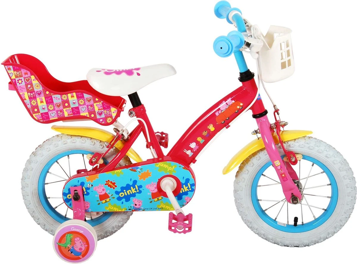 Volare Peppa Pig Kinderfiets - Meisjes - 12 Inch - Roze - 2 Handremmen 4 Volare Peppa Pig Kinderfiets - Meisjes - 12 Inch - Roze - 2 Handremmen - Afbeelding 2