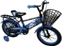 Kinderfiets - 14 Inch Kinderfiets -vanaf 3-5 Jaar Jongens En Meisjes Fietsen - Terugtrap -Rem -Stabilisatoren（2 Zijwieltjes）- Mandje - Achterbank - Blauw -Fietsuitrusting Winkel 1200x899