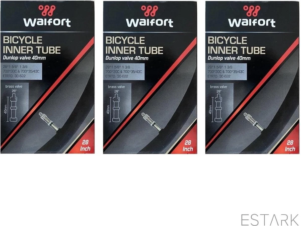 ESTARK® - 3 X Binnenband 28 Inch / 28" Voor De Fiets / Dunlop Ventiel / Racefiets / Mountainbike / 40 Mm / Band 40 / 30 - 622 Wiel / 28 * 1 5/8 * 1 3/8 / 28 " (A) 6 ESTARK® - 3 X Binnenband 28 Inch / 28" Voor De Fiets / Dunlop Ventiel / Racefiets / Mountainbike / 40 Mm / Band 40 / 30 - 622 Wiel / 28 * 1 5/8 * 1 3/8 / 28 " (A) - Afbeelding 4