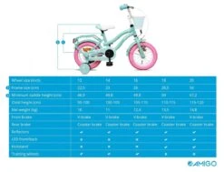 Amigo Lovely Meisjesfiets - Kinderfiets 12 Inch - Turquoise -Fietsuitrusting Winkel 1200x920