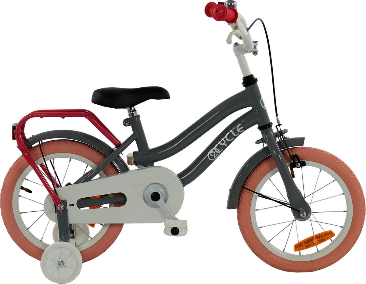 2Cycle Pretty Kinderfiets - 14 Inch - Grijs-Roze - Meisjesfiets 5 2Cycle Pretty Kinderfiets - 14 Inch - Grijs-Roze - Meisjesfiets - Afbeelding 3