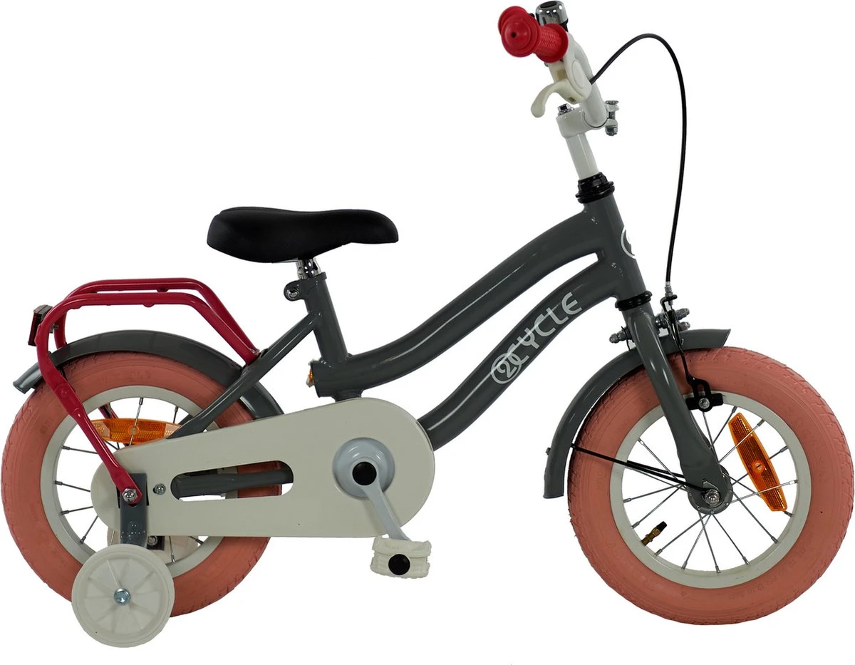 2Cycle Pretty - Kinderfiets - 12 Inch - Grijs-Roze - Meisjesfiets 6 2Cycle Pretty - Kinderfiets - 12 Inch - Grijs-Roze - Meisjesfiets - Afbeelding 4