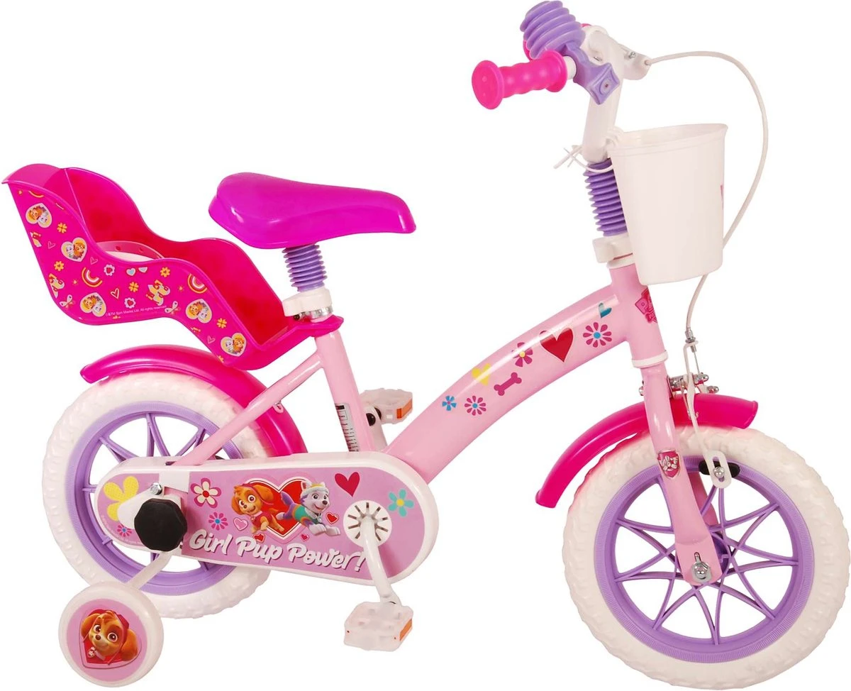Volare Paw Patrol Kinderfiets - Meiden - 12 Inch - Roze - Doortrapper 4 Volare Paw Patrol Kinderfiets - Meiden - 12 Inch - Roze - Doortrapper - Afbeelding 2