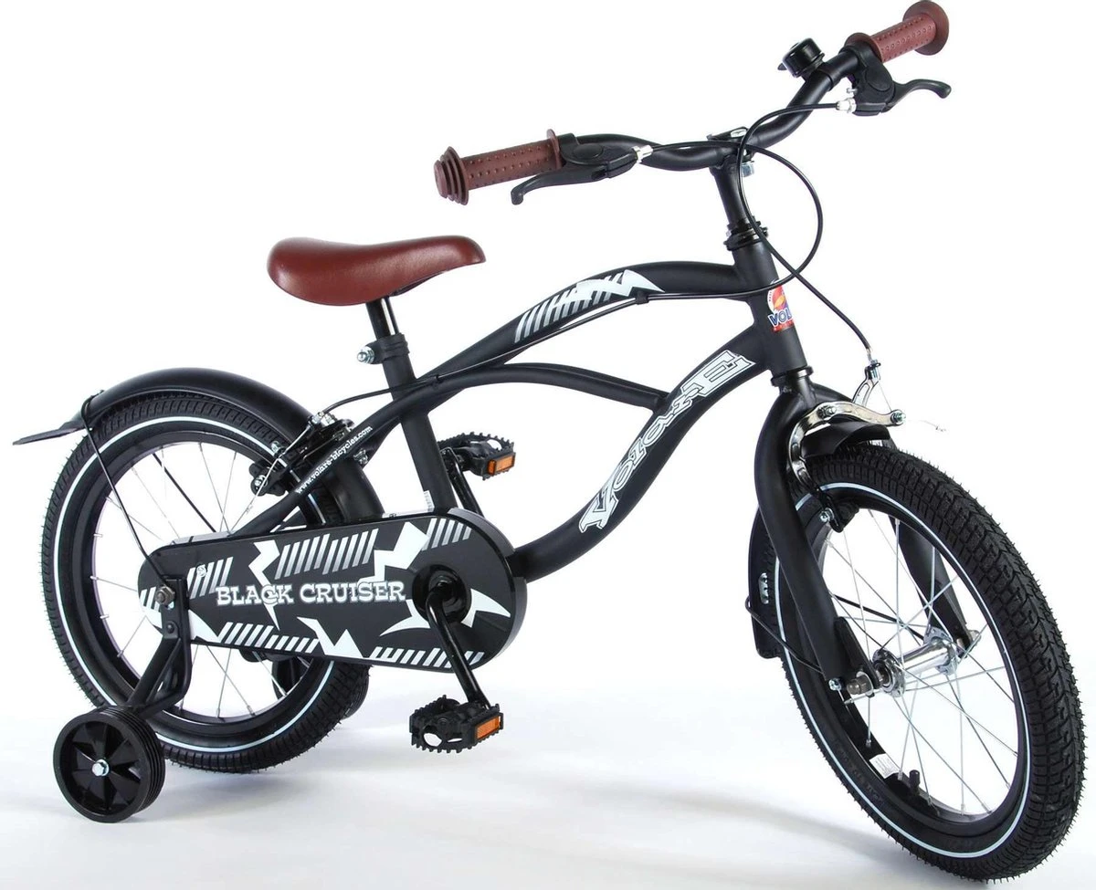 Volare Black Cruiser Kinderfiets - Jongens - 16 Inch - Zwart - 2 Handremmen 6 Volare Black Cruiser Kinderfiets - Jongens - 16 Inch - Zwart - 2 Handremmen - Afbeelding 4