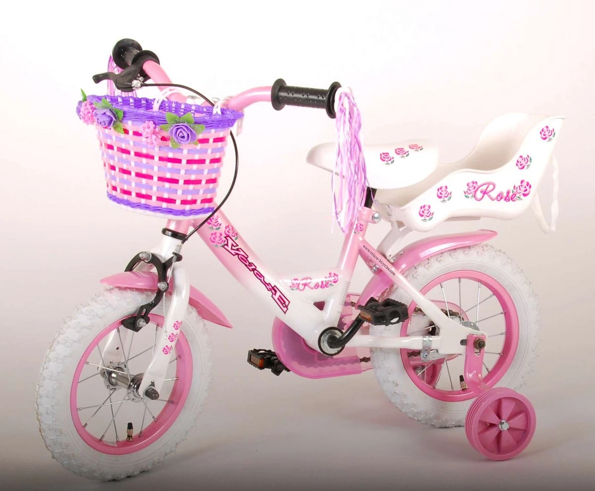 Volare Rose Kinderfiets - 12 Inch - Meisjes - Roze/wit - 95% Afgemonteerd 17 Volare Rose Kinderfiets - 12 Inch - Meisjes - Roze/wit - 95% Afgemonteerd - Afbeelding 15