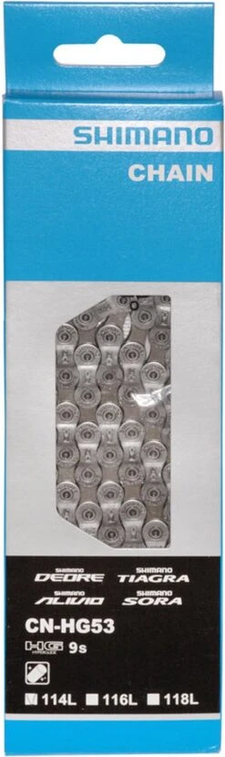 Ketting 9 Speed Shimano HG53 Deore/LX/Tiagra - 116 Schakels Bulc 19 Ketting 9 Speed Shimano HG53 Deore/LX/Tiagra - 116 Schakels Bulc -Fietsuitrusting Winkel 357x1200