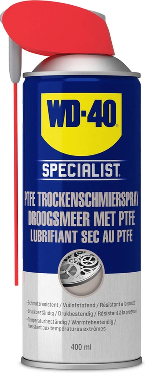 WD-40 Specialist® Droogsmeerspray Met PTFE - 400ml - Teflon Spray - Smeermiddel - Beschermt Effectief Tegen Dagelijkse Slijtage 3 WD-40 Specialist® Droogsmeerspray Met PTFE - 400ml - Teflon Spray - Smeermiddel - Beschermt Effectief Tegen Dagelijkse Slijtage