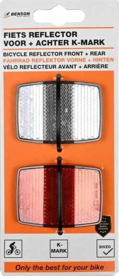 Benson Fiets Reflector - Wit Voorzijde - Rood Achterzijde -Fietsuitrusting Winkel 521x1200