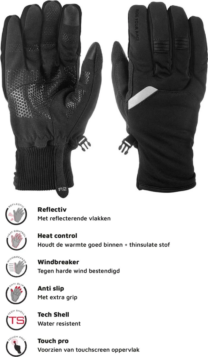 Luxe Winter Handschoen - Warm Door Dikke Stof En Thinsulate - Waterproof - Windvrij - Touchscreen Fietshandschoen - Reflecterend - Unisex R2 - Storm Winter Fietshandschoenen - Zwart - Maat XL / 9 5 Luxe Winter Handschoen - Warm Door Dikke Stof En Thinsulate - Waterproof - Windvrij - Touchscreen Fietshandschoen - Reflecterend - Unisex R2 - Storm Winter Fietshandschoenen - Zwart - Maat XL / 9 - Afbeelding 3