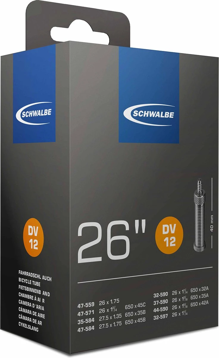 Schwalbe Binnenband - DV12 - 26 Inch X 1 1/4 - 27.5 Inch X 1.75 - Hollands Ventiel - 40mm 6 Schwalbe Binnenband - DV12 - 26 Inch X 1 1/4 - 27.5 Inch X 1.75 - Hollands Ventiel - 40mm - Afbeelding 4