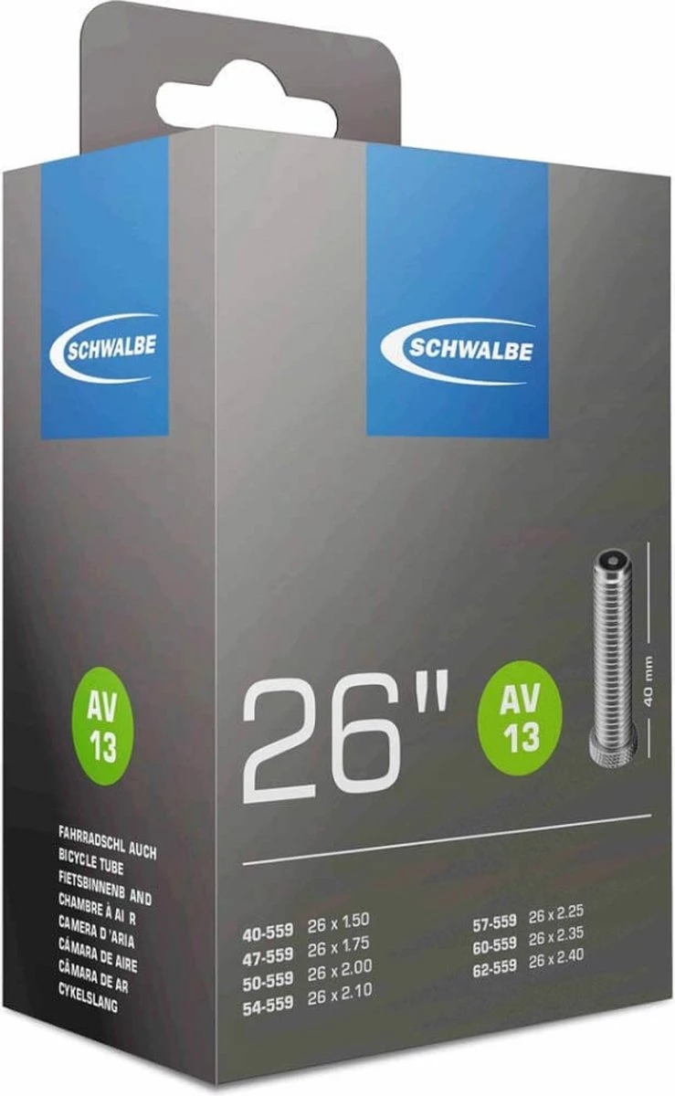 Schwalbe Binnenband - AV13 - 26 Inch X 1.50 - 2.40 - Auto Ventiel - 40mm 3 Schwalbe Binnenband - AV13 - 26 Inch X 1.50 - 2.40 - Auto Ventiel - 40mm