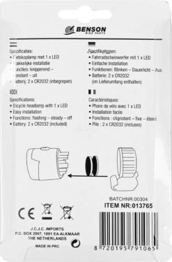 Benson Fietskoplamp LED - Compact - Sport - Waterdicht - Wit 11 Benson Fietskoplamp LED - Compact - Sport - Waterdicht - Wit -Fietsuitrusting Winkel 791x1200 3