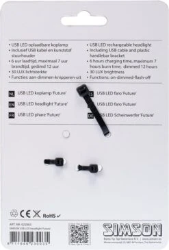 Simson Future Fietsverlichting Koplamp 30 Lux - LED - Oplaadbaar -Fietsuitrusting Winkel 812x1200