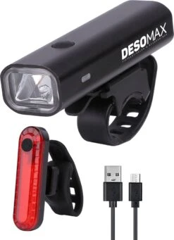DesoMax® Fietsverlichting Set USB Oplaadbaar Heldere Fietslamp - Voorlicht - Achterlicht - Koplamp - Achterlamp -Fietsuitrusting Winkel 870x1200 2