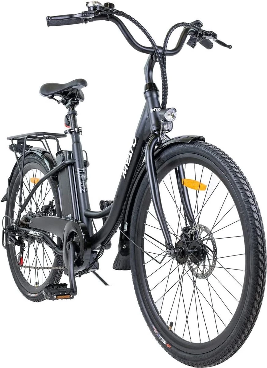 Myatu E-bike 26 Inch City Pedelec Voor Dames En Heren, Elektrische Fiets Met 12,5Ah Accu, 6 Versnellingen Shimano, Derailleur Versnellingen, Achter Motor 250 W-Zwart 6 Myatu E-bike 26 Inch City Pedelec Voor Dames En Heren, Elektrische Fiets Met 12,5Ah Accu, 6 Versnellingen Shimano, Derailleur Versnellingen, Achter Motor 250 W-Zwart - Afbeelding 5