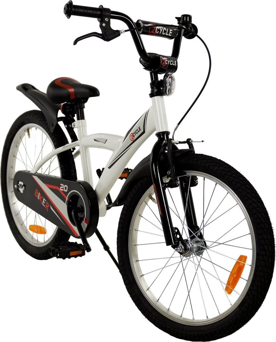 2Cycle Biker Kinderfiets - 20 Inch - Wit - Jongensfiets 6 2Cycle Biker Kinderfiets - 20 Inch - Wit - Jongensfiets - Afbeelding 4