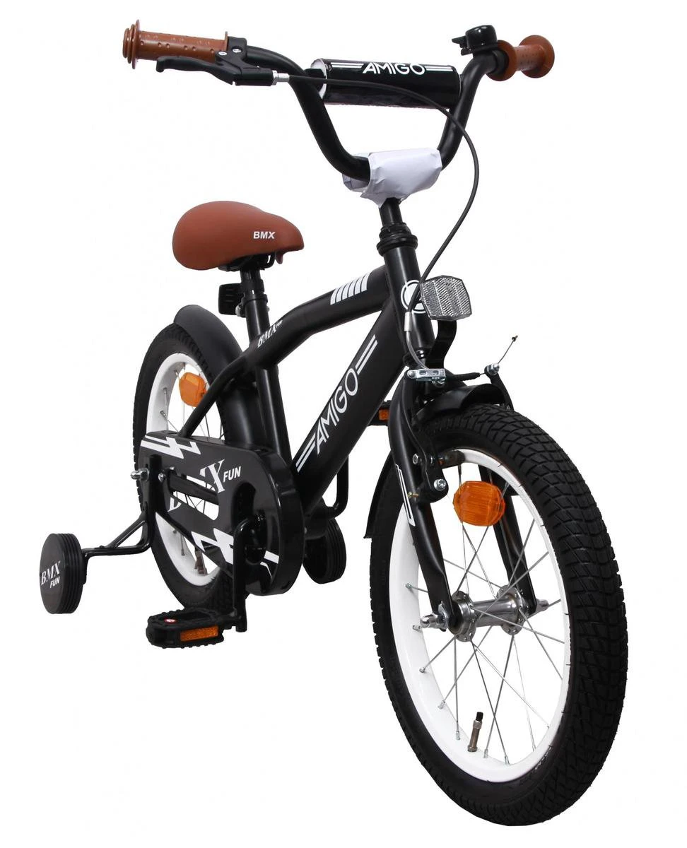 Amigo BMX Fun Jongensfiets - Kinderfiets 16 Inch - Matzwart 4 Amigo BMX Fun Jongensfiets - Kinderfiets 16 Inch - Matzwart - Afbeelding 2