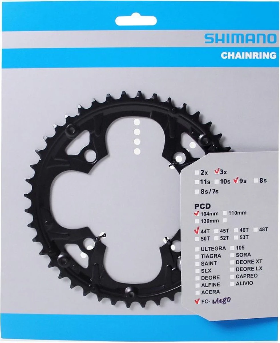 Kettingblad 44T Shimano Deore FC-M480 - Zwart 6 Kettingblad 44T Shimano Deore FC-M480 - Zwart - Afbeelding 4